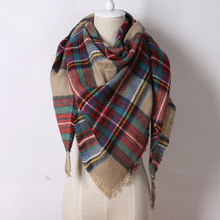 ZA Brand New Design Cashmere Woven triangular shape Colorful Plaid Fashion Scarf Pashmina Warm in Winter Shawl For Women C8062