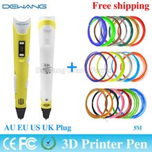 3d printer pen Drawing Pen With 20 Color 5M ABS Filament Arts LED Printer 3d pen