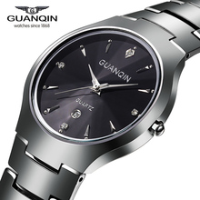 Luxury Brand GUANQIN Tungsten Steel Quartz Watches Fashion Silver Rose Gold Watches Men Women Wristwatches Relogios Relojes