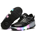 2016 New summer Children Heelys wheelies shoes Girls Boys Wing Led Light Sneakers black Shoes With