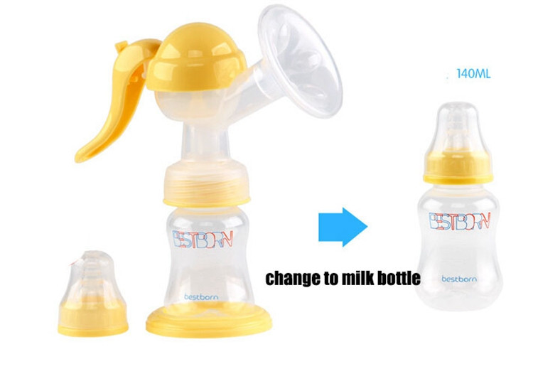 150ml Yellow Breast Pump Manual Baby Milk Bottle Squeezing Pump Safety Maternity Suck Chest Children Kids Breast Feeding (11)