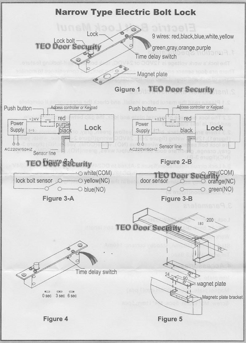 5 Wires Electric Lock Magnetic Output With Timer Dc12v Fail Safe Power Off To Open Door Security For Access Control System