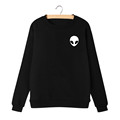 Free Shipping 2016 Winter Autumn UFO Alien Tumblr Printed Funny Fashion Female Long Sleeve Shirt Top