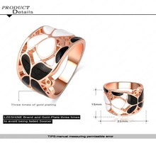 LZESHINE Brand Black And White Enamel Butterfly Ring Rose Gold Plated Genuine SWA Element Austrian Crystal