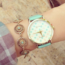 Original moda multicolor polka dot cuero del reloj de reloj vendedor caliente del reloj de cuarzo ocasional relojes Geneva watch