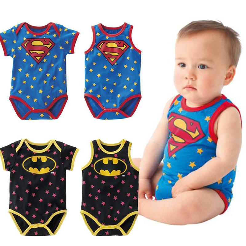 newborn infant baby boy Rompers superman clothes Summer baby short sleeve clothing Cute cartoon romper kids jumpsuits spiderman