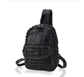 Edgy Rivet studded Backpack Fashion Dual purpose Bag Trendy New Casual Sheepskin Bag Small Chest Bag