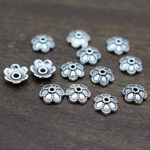 100pcs/lot Silver Plated Flower Tibetan Bead Caps Connector Jewelrys Diy Parts