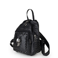 Genuine Leather Rivet Backapck 2016 New Trendy Sheepskin Fashion Patchwork Black Daypack Women Casual Skull Small