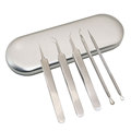 Blackhead Remover Tweezer Stainless Steel Needle Kit 5pcs set Blackhead Blemish Acne Pimple Extractor Face Skin