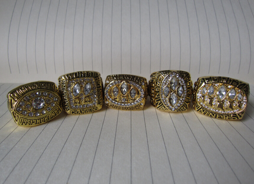 Free Shipping 1981 1984 1988 1989 1994 San Francisco 49ers Championship Ring Together Solid ring Together Fan Gift
