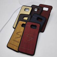 original luxury hard case for samsung galaxy s7 edge s 7 g9350 mobile i phone cover shell by wood back fashion gold wooden cases