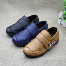 2016 Fashion Autumn Children boys genuine leather shoes Soft Sole Boy Shoes Flats Black Blue Brown Kids Casual Loafers For Boys