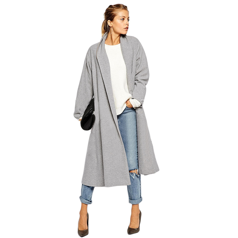 New 2015 Women Coat Winter Autumn Grey Wool Coat Long Brand Desigual Woolen Coat Female Overcoat Lady Jacket casacos femininos