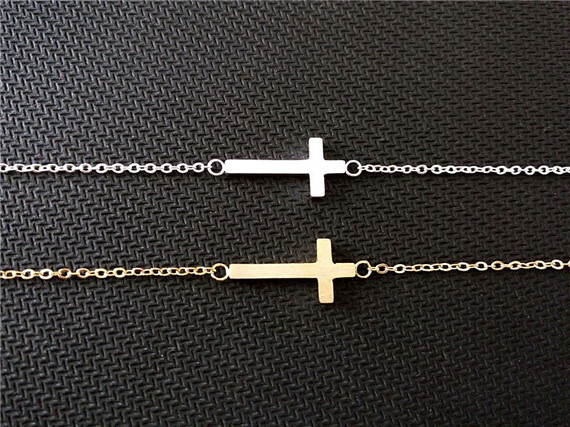 2015 Fashion Unique Jewelry Vacuum Plated Gold Silver Lucky Religious Charm Cross Bracelet Men Everyday Gift
