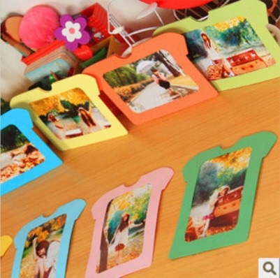 10 pcs/lot 5 Inch DIY Cute Wall T-shirt Hanging Colorful Paper Photo Frame for Pictures Home Decoration Gift Free shipping 512