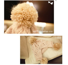 Winter warm headwear Thermal Wool Hairball Outdoor Ski Ear Protect Split Long Back Knitted Braided Bomer