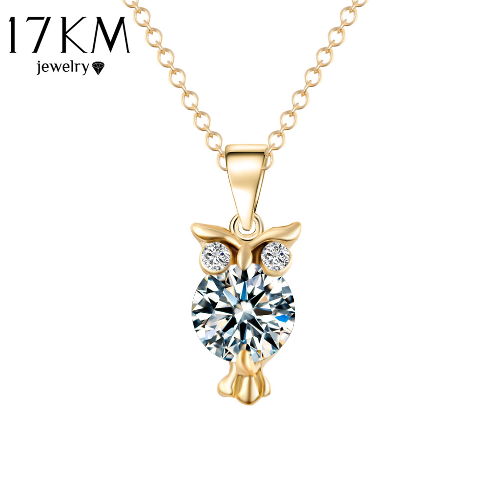   Hot Sale Cute 18k Gold Silver Chain Necklace Crystal Zircon Lovely Owl Pendants Necklace Fine Jewelry For Women joyas 2015 CS13      