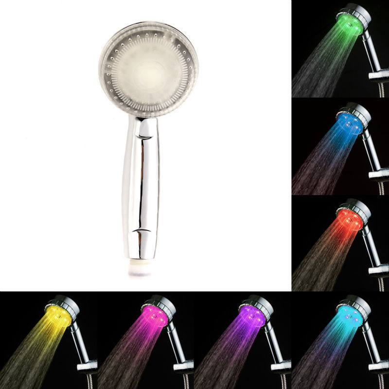 3 Colors Self-generating Bathroom Glow LED Shower Head Temperature Sensor Bathroom LED Shower Heads