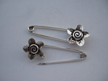 20 x antique Silver Large Metal Kilt Safety Swirl Flower Pin Brooch Jewelry Craft
