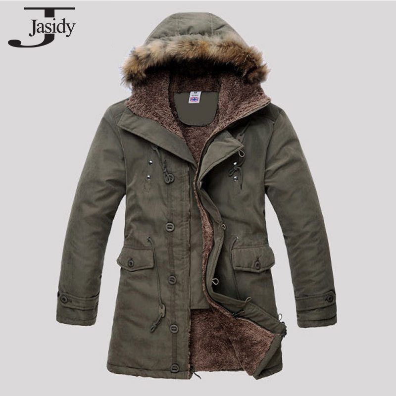M 3XL X Long Fleece Hat Winter parkas Men Zipper Warm Winter Coat Men Solid Casual