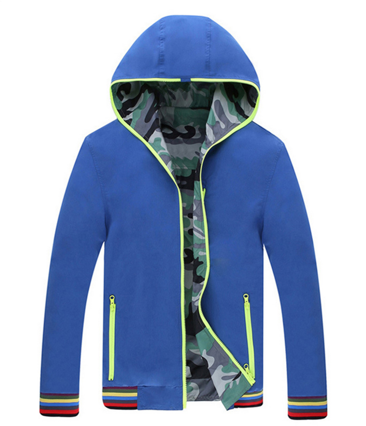 2015 new winter jacket men hooded jacket camouflage two sided men s winter coat Free shipping
