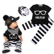 Fashion Baby Boy 3 piece Outfit T shirt Pants Leggings Scarf Clothes Set 0 24M