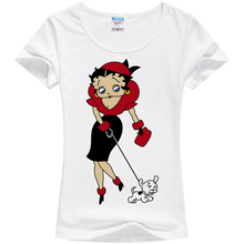 Betty boop t-shirt Summer fashion women short-sleeved T-shirt Vsuprem teet shirt summer fashion male and female couple B-27#