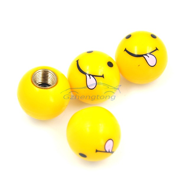 Universal-Gas-Nozzle-Cover-with-Smiling-Tongue-Face-Valve-Caps-Car-Decoration-Four-Pack