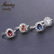 Brand new Fashion Jewelry silver Plated vintage big crystal sapphire CZ diamond ruby wedding lord of