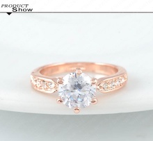 Kate Princess Wedding Rings 18K Rose Gold Platinum Plated Clear Zircon Womens Fashion Jewellery Ring Ri