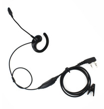C1004A New 2 Pin PTT MIC Ear Hook Earpiece Headphone for KENWOOD Radios PUXING WOUXUN HYT TYT BAOFENG Black