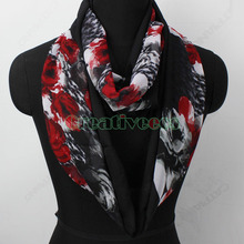 Stylish Women Girl s Soft Plaids Tree Graffiti Flower Leaves Print Infinity 2 Loop Cowl Eternity