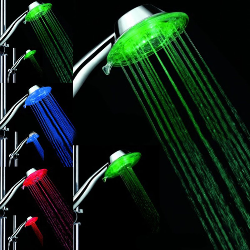 2016 High Quality Led Shower Head Pommeau Douche Bathroom Water Glow Colorful LED Shower Head With Temperature Sensor 112*260mm