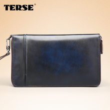 TERSE Large capacity design long purse genuine leather wallet for men clutch wallet OEM service high quality berluti style