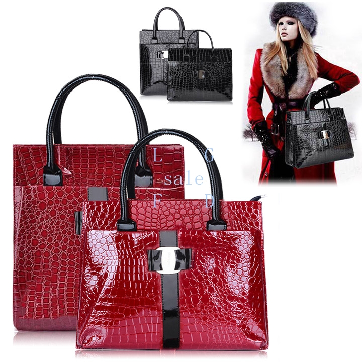 Top Selling 2015 Women leather Handbag Luxury OL Lady Zipper Tote Shoulder Bag Black and Red 31 ...