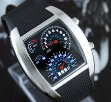 New Fashion Design Blue LED Light Aviation Sport Wrist Watch Dot Matrix Mens WATCH