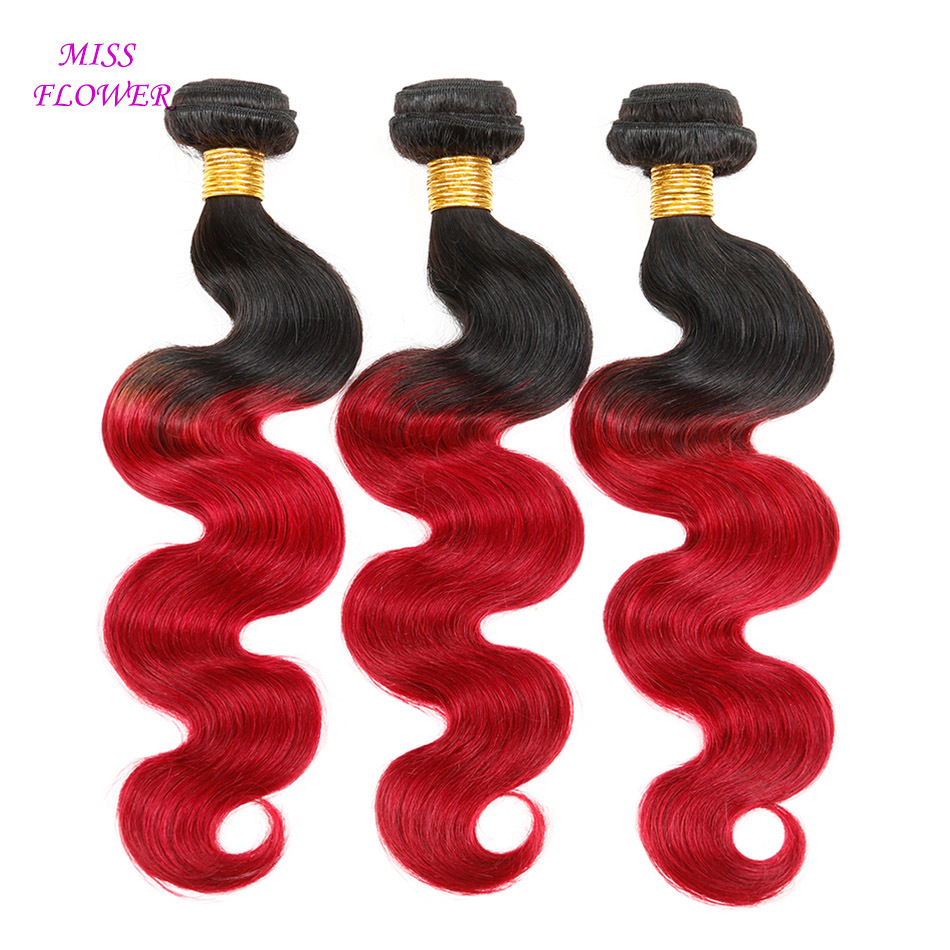 Ombre brazilian Virgin Hair Dark Ombre Burgundy Hair Body Wave Wavy Ombre Hair Extensions Red Wine 100% Human Hair Extensions