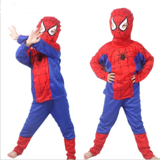 New 2015 Spider Man Children Clothing Sets Fashion Spiderman Party Cosplay Costume Kids Pajama Sets Long