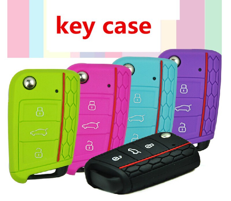 Car Accessories Key Case Key Bag Key Cover For Volkswagen VW Golf 7 mk7 Skoda Octavia A7 Silicone Key Portect Case1pc per set (3)