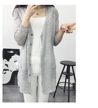 2016 Summer New Fashion Long Button V-neck Irregular Sweater Cardigan Women’s Air Conditioning Crochet Linen Women Blusa E90
