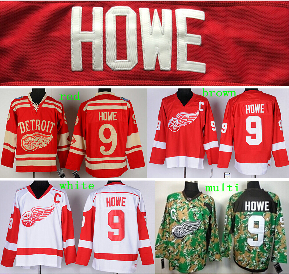 DiscountDetroitRedWings9GordieHoweJerseyColorRedWhiteCamo