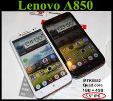 original Lenovo A850 MTK6582 Quad core mobile phone 5.5″ IPS Android4.2 1GB RAM 4GB ROM Dual SIM Russian language free shipping