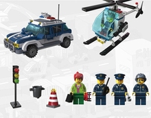 Enlighten Air Track Police Car Helicopters Fugitive City Bricks Toys Minifigures Building Block Sets Toys Compatible With Legoe
