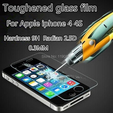 Mobile phone HD protective film Scratch Proof Screen Protectors For Apple iphone 4 4S 4G Thickness 0.3mm Hardness 9H