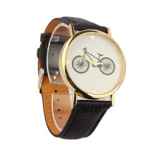 New Analog Quartz watch Lady women Analog watches Bicycle English Letter Patter Sport Watches Leather watches