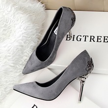 Spring Summer Women High Heels Shoes Pointed Toe Matel Heels Pumps Fashion Sexy Shoes Heeled Carved
