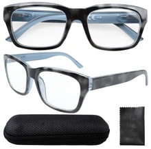 R045 Spring Hinges Large Square Frame Reading Glasses Sun Readers Men W/case +1.0/1.25/1.5/1.75/2/2.25/2.5/2.75/3/3.5/4.0