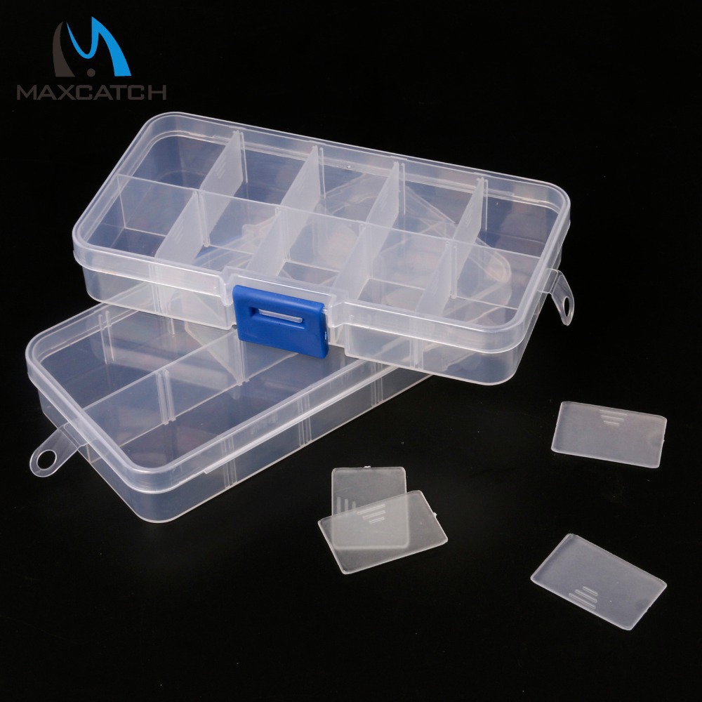 Maxcatch 10 Compartments Fly Fishing Box Transparent Fishing Lure Hook Box Fishing Tackle Box