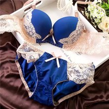 New 2016 Intimates Sexy Lace Lingerie Super Push Up Thick cup Bra Briefs Set Hot Girl’s Underwear Gathering Bra Embroidery H114